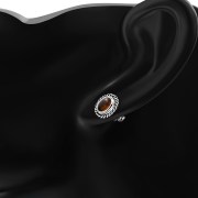 Medium Oval Baltic Amber Stud Silver Earrings, e335